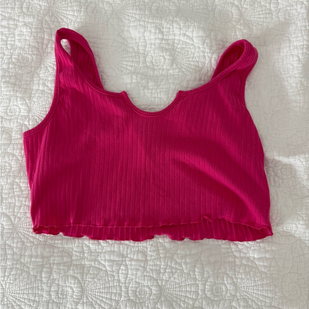 SHEIN Fuchsia Ribbed Tank Top